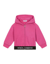 Jersey hoodie with branded elastic - | Dolce & Gabbana