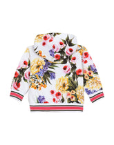 Zip-up jersey hoodie with garden print and DG logo - | Dolce & Gabbana