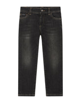 Stretch regular fit grey jeans with rips - | Dolce & Gabbana