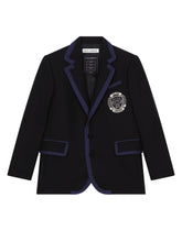 Single-breasted wool jacket with contrast trim and DG logo - | Dolce & Gabbana