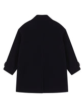 Single-breasted baize coat with logo patch - | Dolce & Gabbana