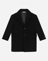 Single-breasted baize coat with DG logo - | Dolce & Gabbana