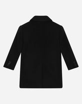 Single-breasted baize coat with DG logo - | Dolce & Gabbana