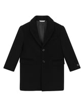 Single-breasted baize coat with DG logo - | Dolce & Gabbana