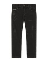 Black wash stretch denim jeans - | Dolce & Gabbana