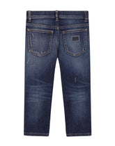 Regular-fit blue wash stretch jeans - | Dolce & Gabbana