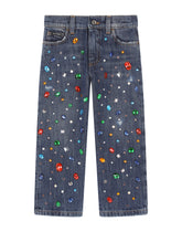 Loose jeans with fusible rhinestones - | Dolce & Gabbana