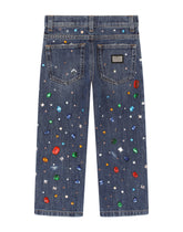 Loose jeans with fusible rhinestones - | Dolce & Gabbana