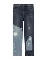 Regular-fit blue patchwork denim jeans - | Dolce & Gabbana