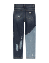 Regular-fit blue patchwork denim jeans - | Dolce & Gabbana