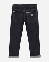 5-pocket stretch denim jeans with logo tag - | Dolce & Gabbana