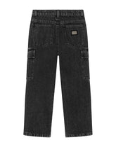 5-pocket cargo denim pants with logo plaque - | Dolce & Gabbana