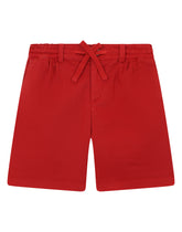 Garment-dyed drill shorts with drawstring - | Dolce & Gabbana