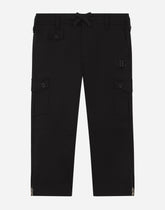 Stretch gabardine cargo pants with DG logo - | Dolce & Gabbana