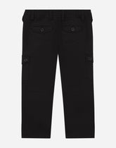 Stretch gabardine cargo pants with DG logo - | Dolce & Gabbana