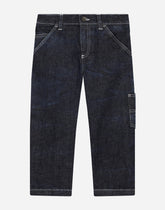Worker blue wash jeans with large pockets - | Dolce & Gabbana