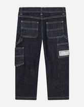 Worker blue wash jeans with large pockets - | Dolce & Gabbana