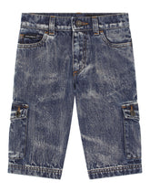 Blue bleached denim cargo shorts - | Dolce & Gabbana
