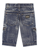 Blue bleached denim cargo shorts - | Dolce & Gabbana