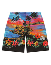 Poplin jogging shorts with Hawaiian print - | Dolce & Gabbana