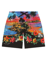 Poplin jogging shorts with Hawaiian print - | Dolce & Gabbana