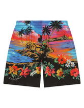 Poplin jogging shorts with Hawaiian print - | Dolce & Gabbana