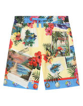 Linen shorts with Hawaiian print - | Dolce & Gabbana