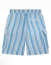 Canvas cargo shorts with striped print - | Dolce & Gabbana