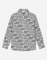 Poplin shirt with all-over DG logo print - | Dolce & Gabbana