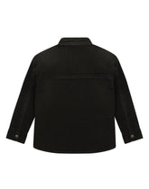 Stretch black denim shirt with logo patch - | Dolce & Gabbana