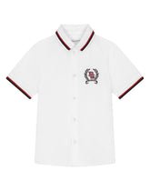 Short-sleeved cotton shirt with embroidery - | Dolce & Gabbana