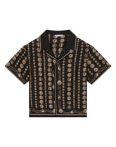 Short-sleeved silk shirt with coin print - | Dolce & Gabbana