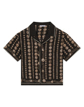 Short-sleeved silk shirt with coin print - | Dolce & Gabbana