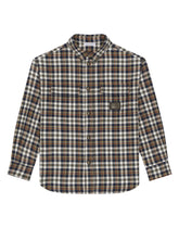 Cotton flannel shirt with logo tag - | Dolce & Gabbana