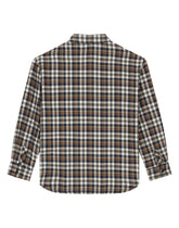 Cotton flannel shirt with logo tag - | Dolce & Gabbana