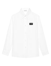 Cotton shirt with logo plaque - | Dolce & Gabbana