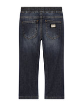 Regular-fit blue wash jeans with DG-logo band - | Dolce & Gabbana