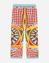 Silk twill pajama pants with Carretto print - | Dolce & Gabbana