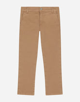 Classic plain-knit cotton pants with logo tag - | Dolce & Gabbana