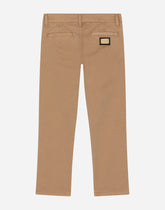Classic plain-knit cotton pants with logo tag - | Dolce & Gabbana