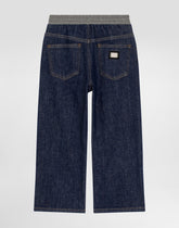 5-pocket denim pants with embroidery - | Dolce & Gabbana