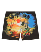 Nylon swim trunks with Hawaiian print - | Dolce & Gabbana