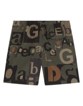 Nylon swim trunks with logo print - | Dolce & Gabbana