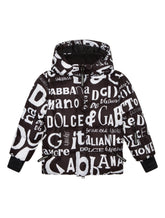 PADDED NYLON SKI JACKET WITH LOGO PRINT - | Dolce & Gabbana