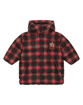 Long nylon down jacket with tartan print - | Dolce & Gabbana
