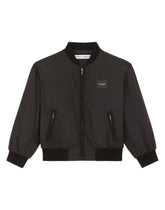 Nylon bomber jacket with logo tag - | Dolce & Gabbana