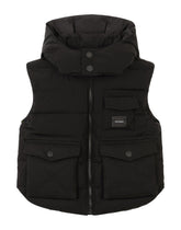 Sleeveless nylon down jacket with hood - | Dolce & Gabbana