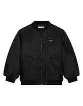 Nylon bomber jacket with logo plaque - | Dolce & Gabbana