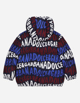 Short nylon down jacket with Dolce&Gabbana print - | Dolce & Gabbana