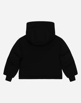 Short jersey down jacket with logo plaque - | Dolce & Gabbana